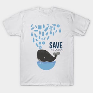 Save The Ocean Keep The Sea Plastic Free Turtle Scene T-Shirt